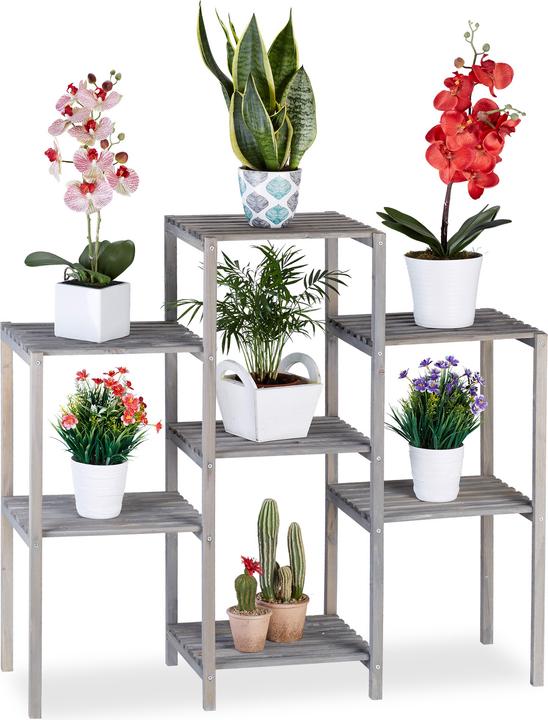 Actual product image Relaxdays Grey Wooden Flower Rack