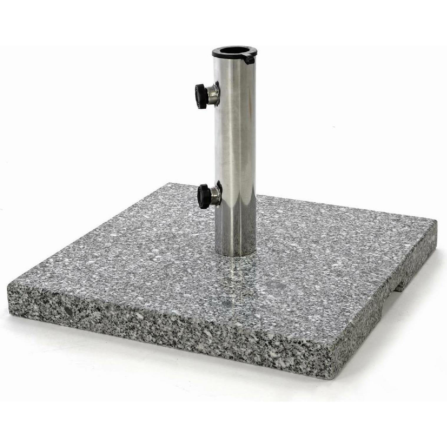 VCM, Sonnenschirmständer, Sonnenschirmständer 26 kg Granit grau eckig 45x45 cm Edelstahlhülse Standfüsse