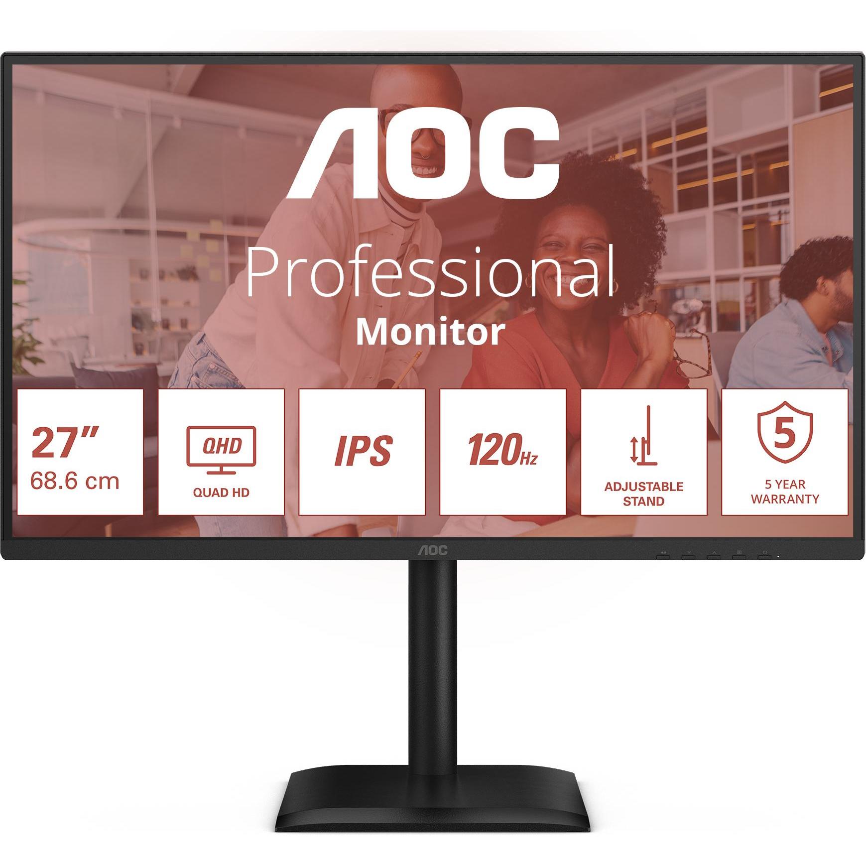 AOC Q27E4U (2560 x 1440 Pixel, 27"), Monitor, Schwarz