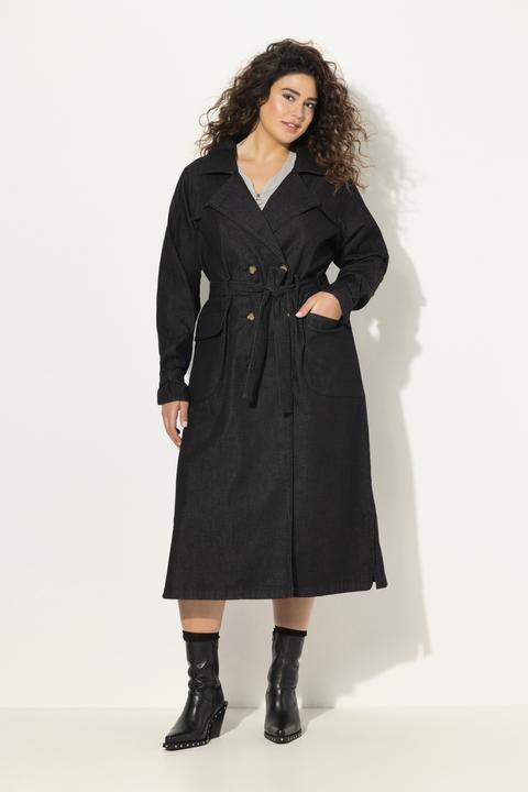 Image du produit Ulla Popken Trench-coat en jean, col à revers et double rangée de boutons. Style vintage. (56)
