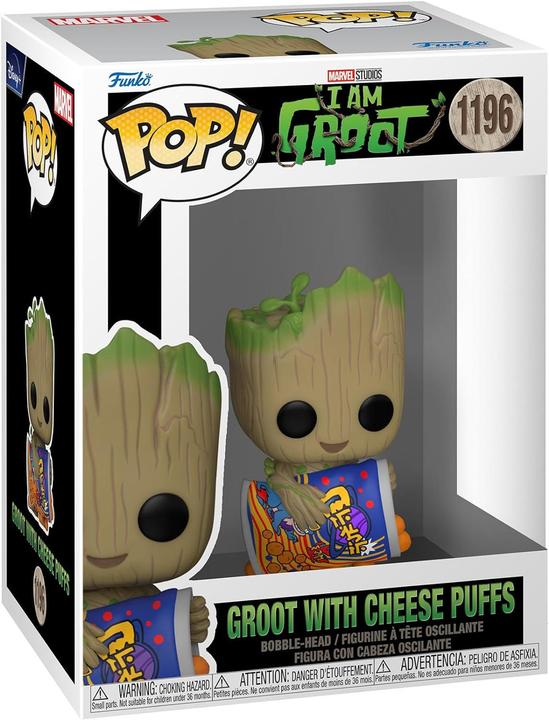 Actual product image Funko POP Marvel I am Groot - Groot with Cheese Puffs