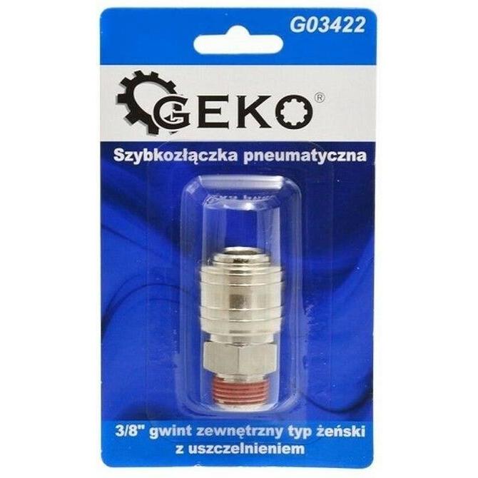 GEKO, Raccordo per tubo flessibile, Attacco rapido pneumatico filettatura esterna con guarnizione 3/8 IT (Aggancio)
