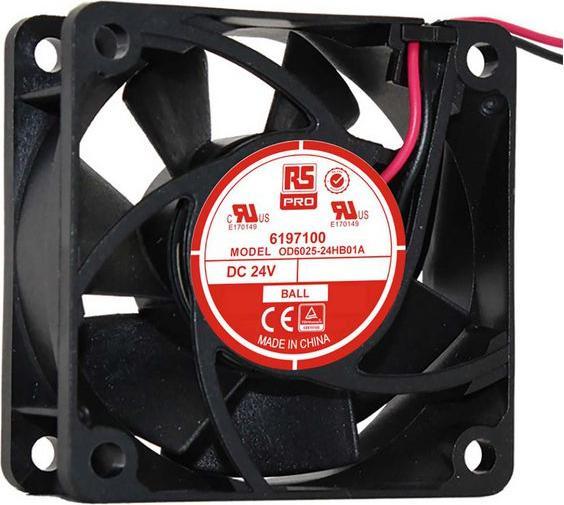 Productafbeelding RS PRO Ventilator 60x60x25mm 24VDC 3,6W 39,1m³/h (60 mm)