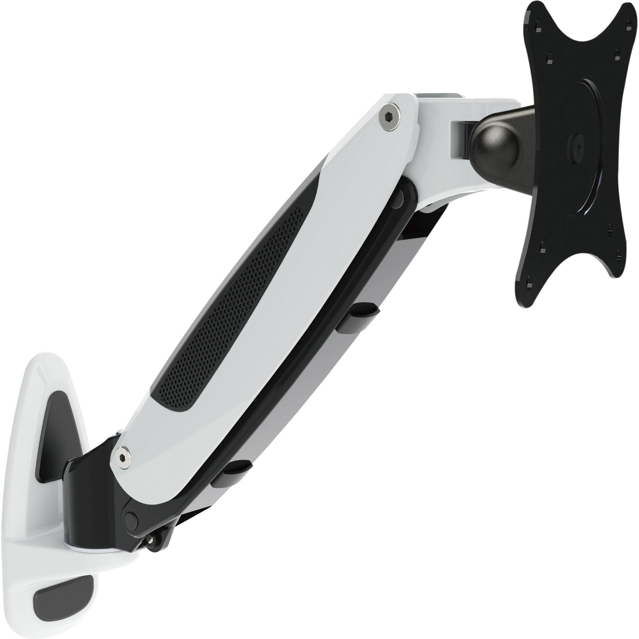 Quinta ERGOLEBEN GS130WM Supporto a parete per 1 monitor con molla a gas Inclinazione da -90 a +85 gradi (Muro), Supporto da parete TV, Bianco