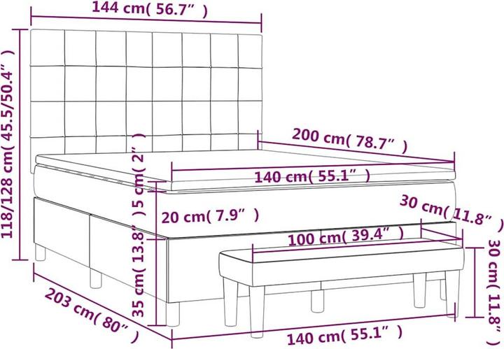 Actual product image vidaXL Boxspringbett (140 x 200 cm)