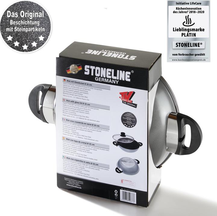 Produktbild Stoneline 32cm, mit Deckel, Aluguss, Backofen & Induktion geeignet (Wok Pfanne, Aluminiumguss)