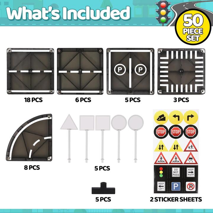 Actual product image Playmags Magnetic tile road set