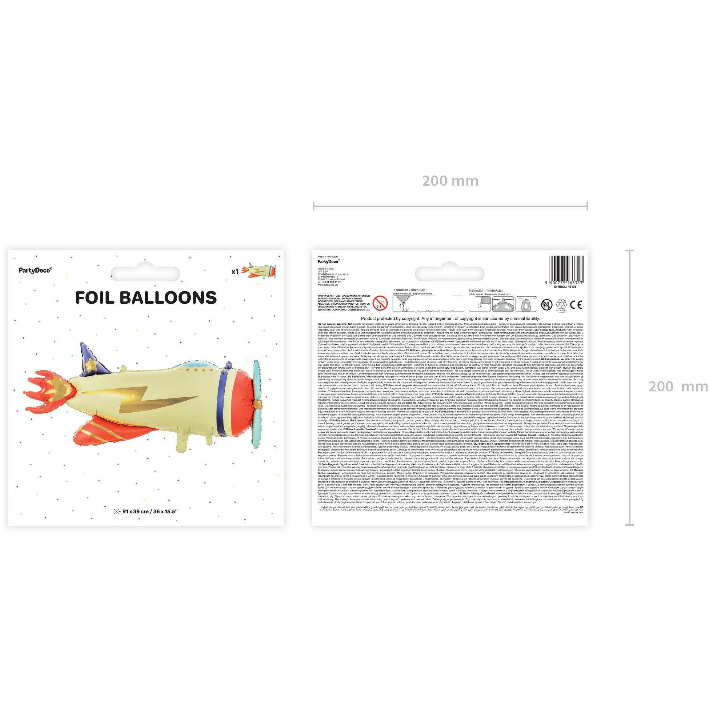 Thumbnail - Partydeco Alu-Ballon - Flugzeug (91cm)