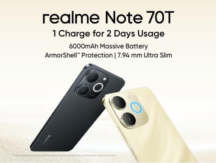 Actual product image realme Note 70T 64GB/4GB - Beach Gold (64 GB, Beach Gold, 6.74")