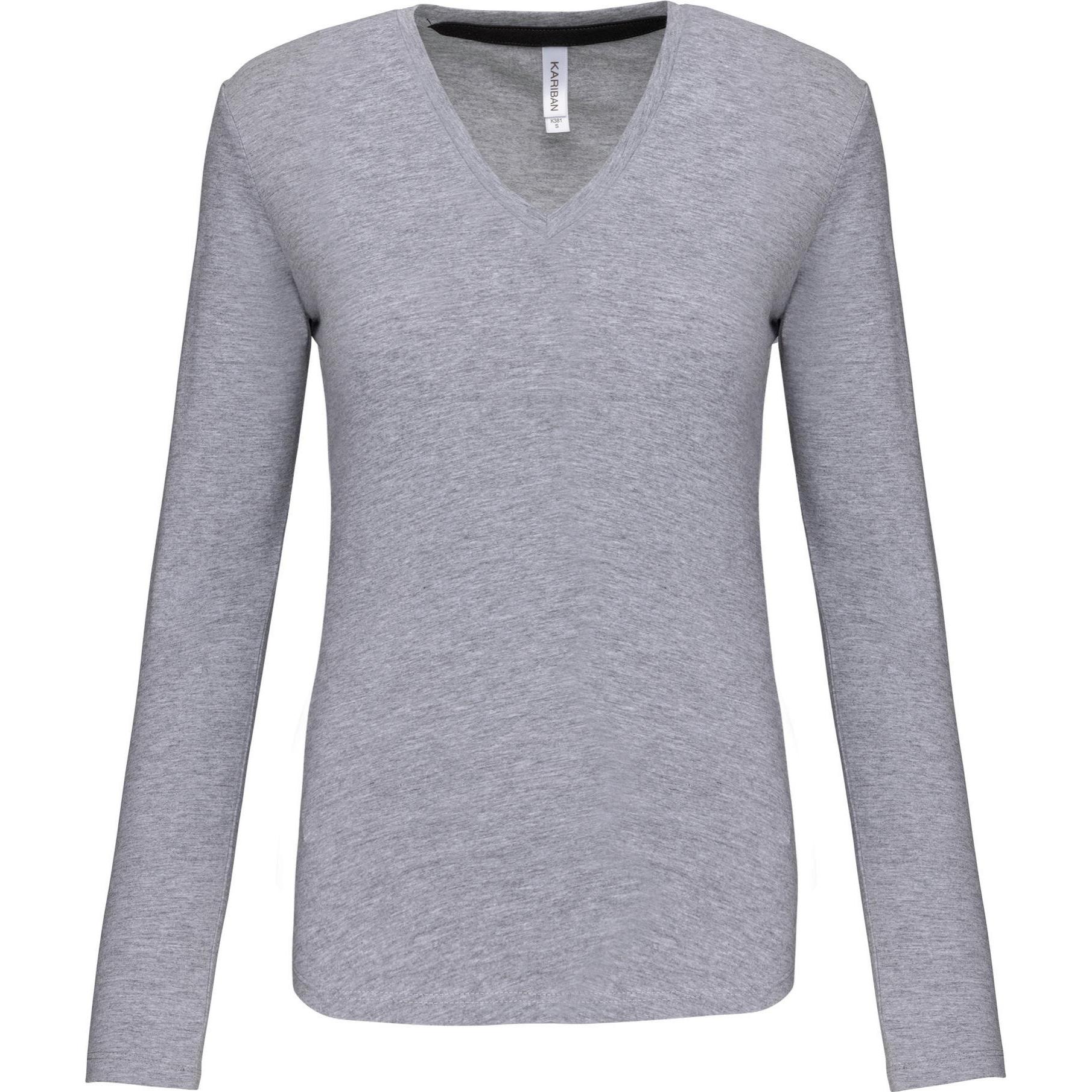 Kariban, Damen, Shirt, Col V, Grau, (3XL)