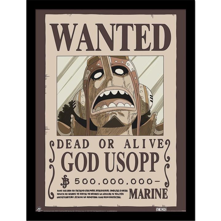 One Piece - Poster encadré motif Usopp WANTED (30 x 40 cm)