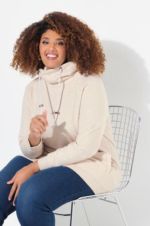 Actual product image Ulla Popken Drawstring Collar Long Sleeve Sweatshirt (46, 48)