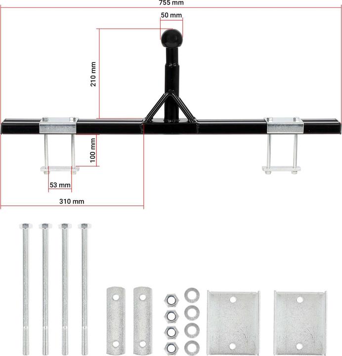 Produktbild Wiltec Deichsel Fahrradträger bis 80kg Anhänger Wohnwagen Deichseladapter