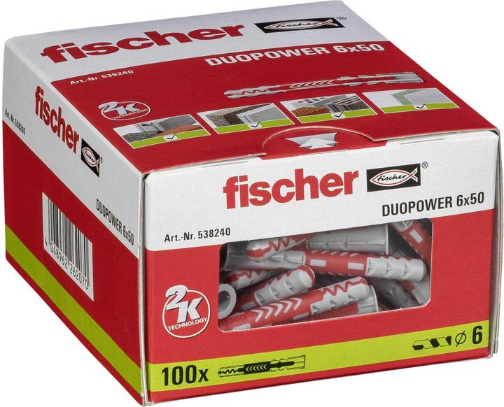 Produktbild Fischer 524826 Spreizdübel 10x50 S K, Inhalt: 5 x Dübel SX Green 10 x 50, 5 x 6-kt-Schraube 7 x 65 (100 Stk.)