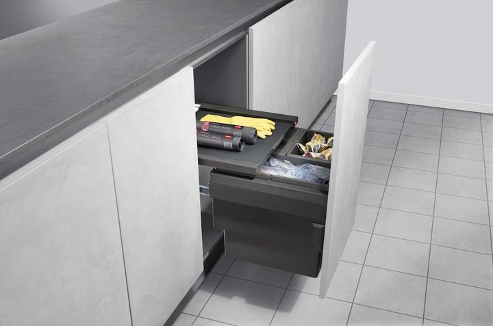 Produktbild Hailo Einbau-Abfallsammler 3f 1x18l + 2x13l basaltgrau, 1x Deckel für 13l (44 l)