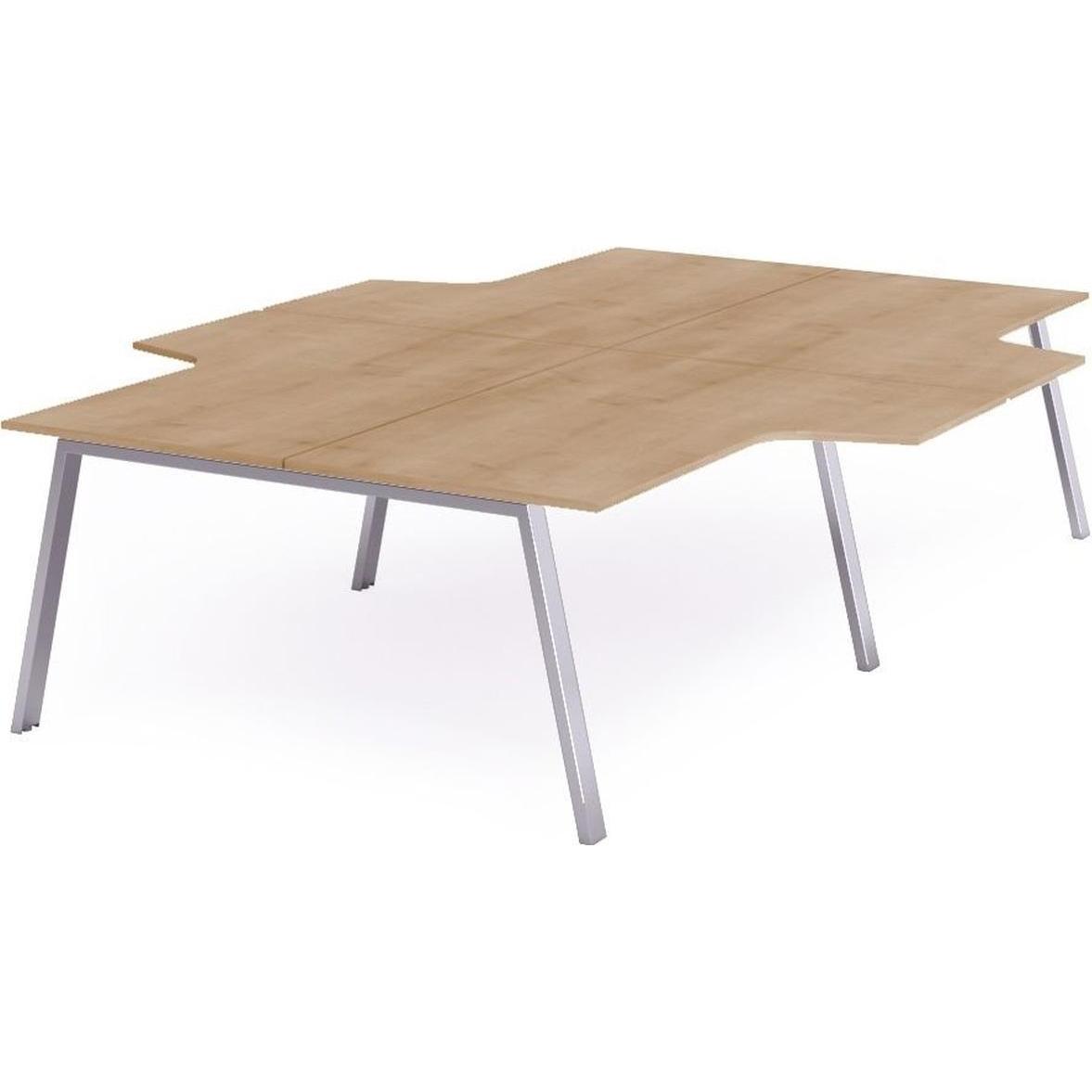 Rocada, Schreibtisch, Mehrfacharbeitstisch Blanca L-Form BxTxH 360x163x240x73cm Gestell verchromt Platte Melamin buche