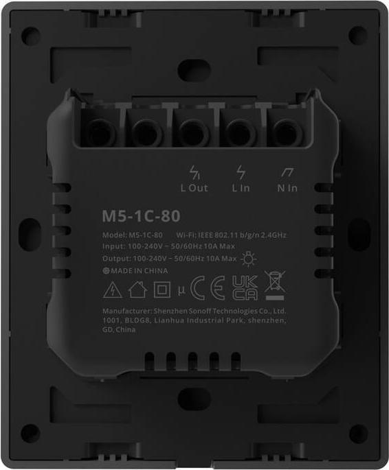 Actual product image Sonoff smart 1-channel Wi-Fi wall switch black (M5-1C-80)