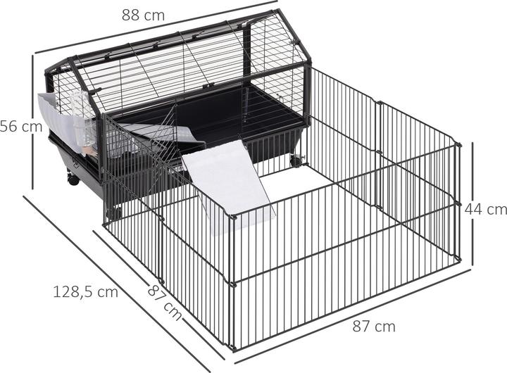 Image du produit PawHut Cage pour cochons d'Inde avec enclos extérieur