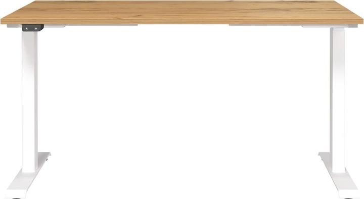 Actual product image Germania JET height-adjustable desk navarra-oak rectangular, T-leg frame white 140.0 x 80 (140 x 72 cm)