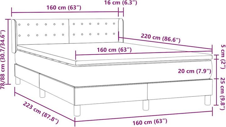 Produktbild vidaXL Boxspringbett (160 x 220 cm)