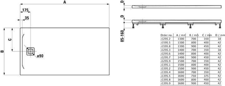 Actual product image Laufen Pro shower tray, 1500x700x42mm, H2129590