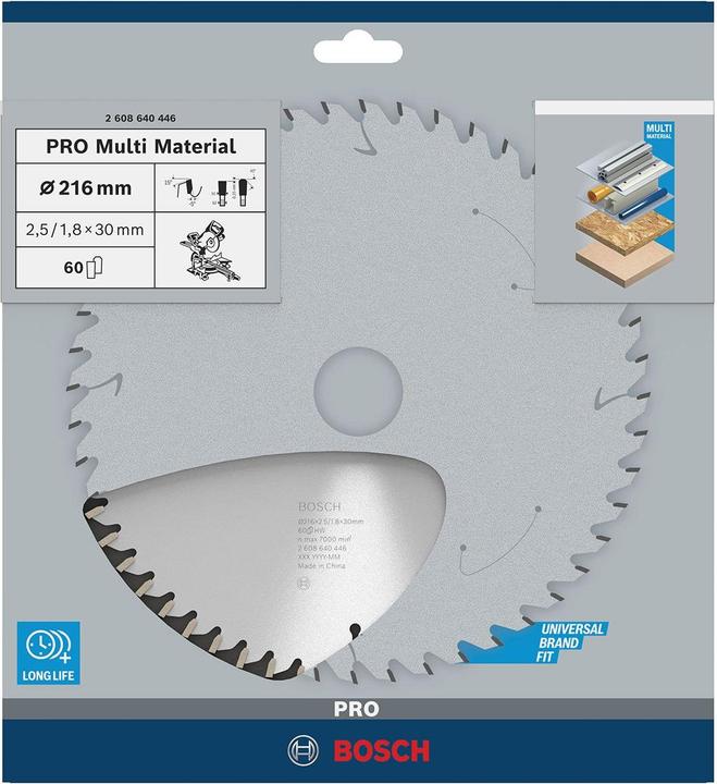Immagine prodotto Bosch Professional Zubehör Lama circolare PRO Multi Material, 216 x 2,5 x 30 mm