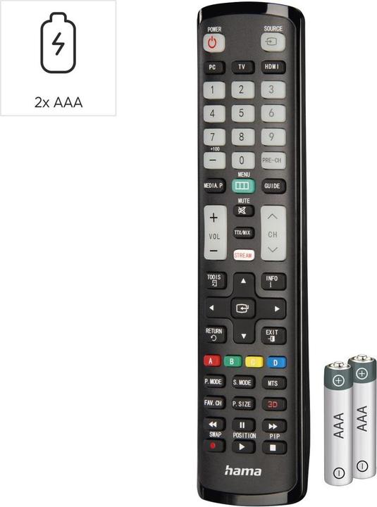 Actual product image Hama Universal remote control for Samsung TVs, IR, adaptive, illuminated buttons (Universal remote control, Infrared)