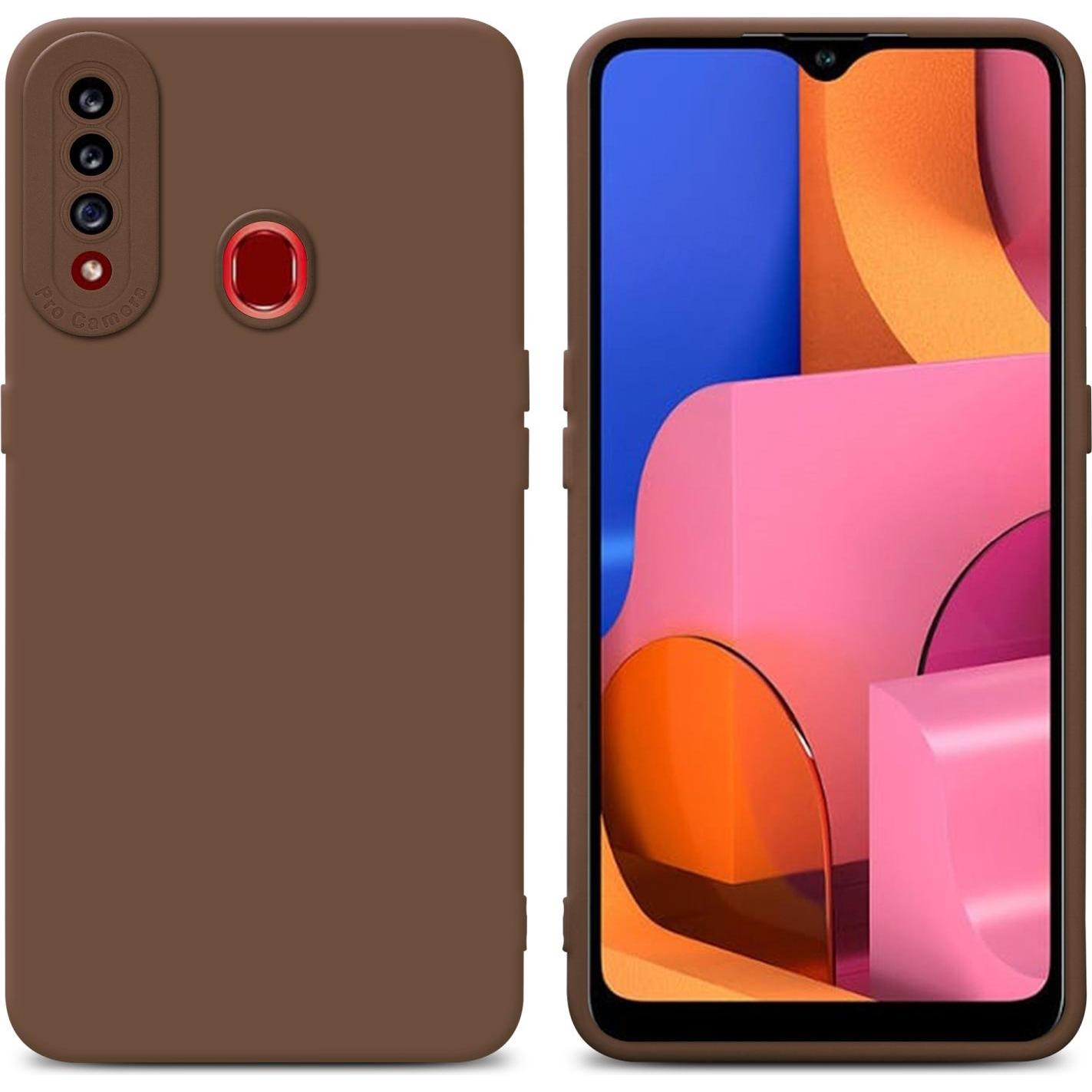 Cadorabo Hülle für Samsung Galaxy A20s im TPU Fluid LM162 Style (Samsung Galaxy A20s), Smartphone Hülle, Braun