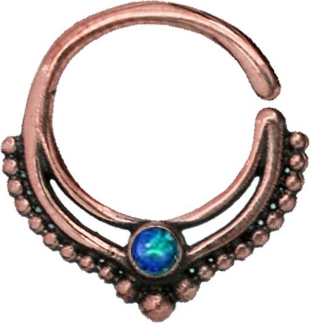 Actual product image Star Piercing Micro Piercing Ring rosegold Kugelrand mit Opal blau (without brass, Bronze)