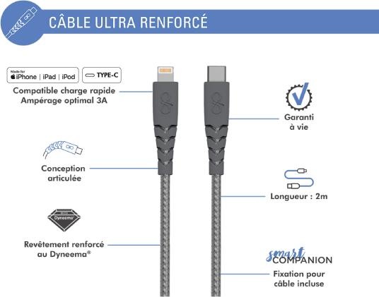 Actual product image Force Power USB-C/Lightning cable (2 m, USB 3.2 Gen 1)