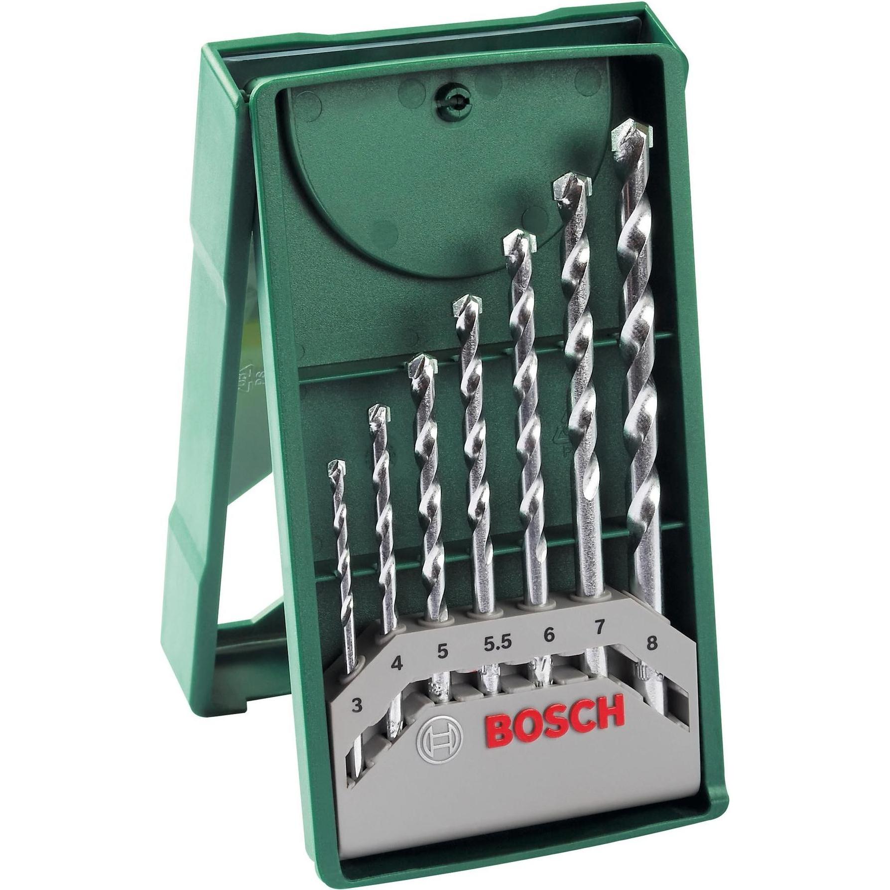 Bosch Zubehör, Bohrereinsatz, Mini-X-Line Steinbohrer-Set, 7-teilig (5 mm, 6 mm, 7 mm, 8 mm, 4 mm, 3 mm, 5.5 mm)