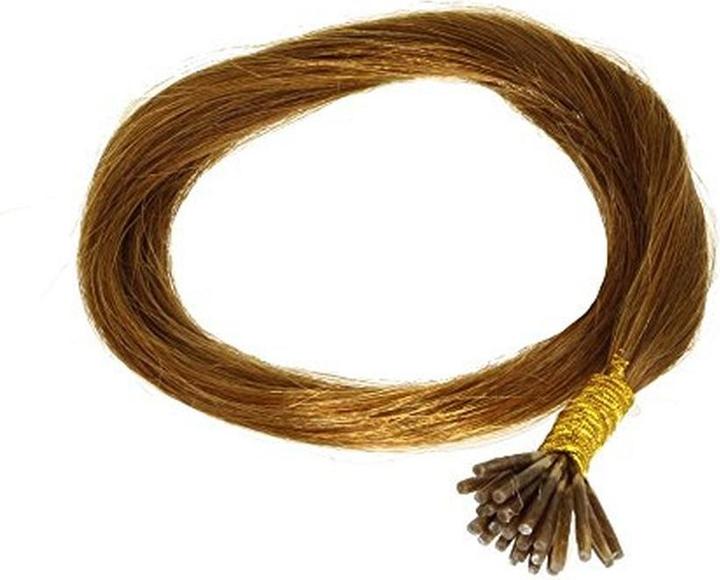 Actual product image Hair2heart 200 x Microring ITip Real Hair Extensions 40 cm 05 g strands Smooth Colour 8 Light Brown (8 Light Brown, 40 cm)