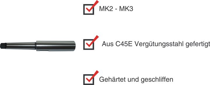 Produktbild Paulimot Verlängerungshülse MK2 (aussen) – MK3 (innen)