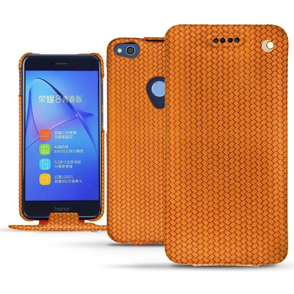 Noreve Lederschutzhülle vertikal (Huawei P8 Lite (2017)), Smartphone Hülle, Orange
