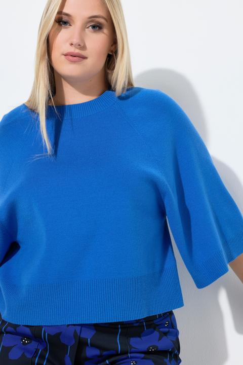 Produktbild Ulla Popken Pullover, kurz, Rundhalsausschnitt, 3/4-Arm (62)