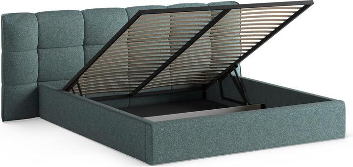 Actual product image Micadoni Storage Bed With Headboard, "Eric", Blue Melange, 225x230x104 Made in Europe (140 x 200 cm)