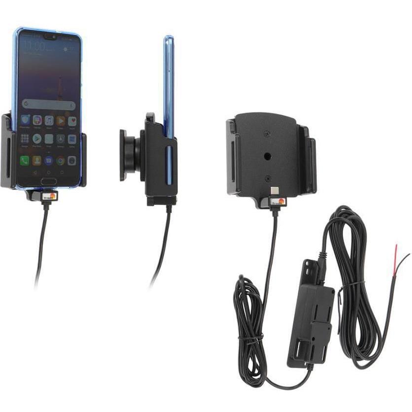 Brodit Halter Universal aktiv USB Type-C (Breite 70-83 mm / Dicke 2-10 mm) Molex, Smartphone Halterung, Schwarz