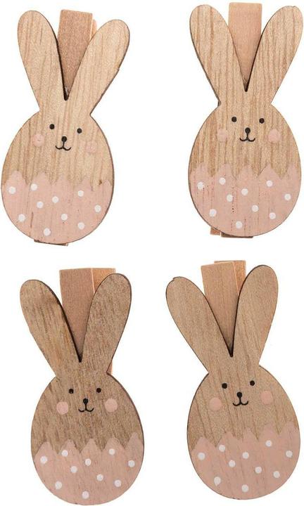 Produktbild Rico Design Dekoklammer Osterhase 4 Stück, Rosa (4 x, 2 x 10 x 13 cm)