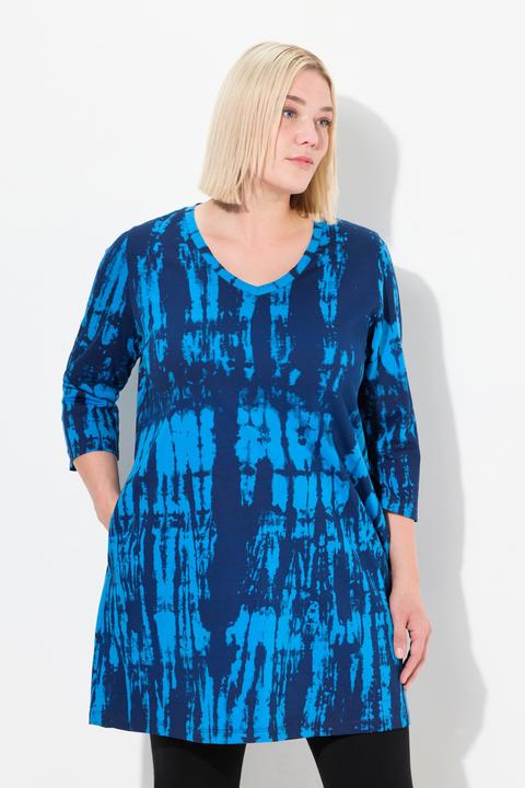Produktbild Ulla Popken Longshirt, Batikdruck, A-Linie, V-Ausschnitt, 3/4-Arm (68)