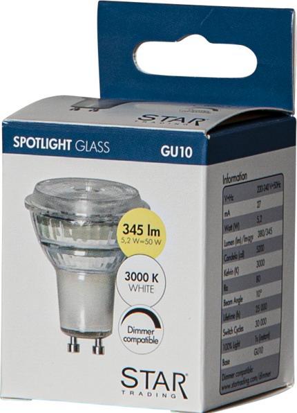 Produktbild Star Trading LED Leuchtmittel GU10 MR16 Spotlight Glass (GU10, 380 lm, 1x)