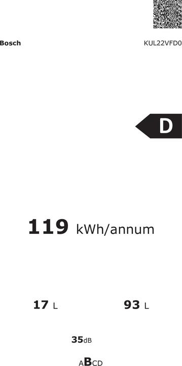 Energy Label Bosch Hausgeräte Under-counter fridge (110 l)