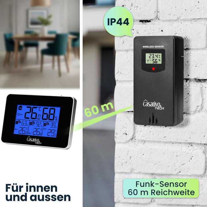 Immagine prodotto Casativo Stazione meteo wireless con 3 sensori wireless, igrometro e display LCD