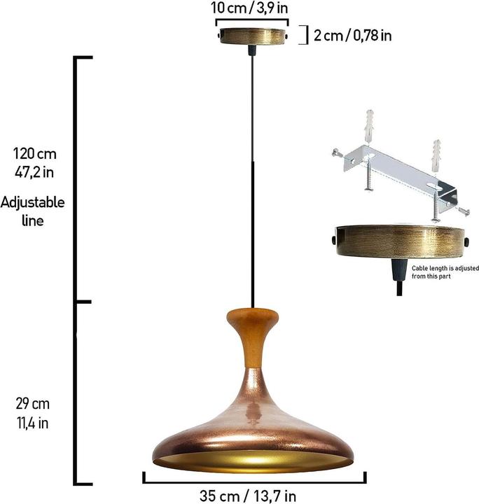 Productafbeelding Bamyum Champion-Pilz Pendelleuchte Holz Kupferfarbe (E27)