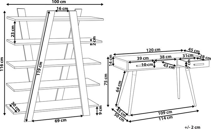 Produktbild Beliani Büromöbel-Set weiss / grau ESCALANTE/FRISCO (180 x 80 x 75 cm)
