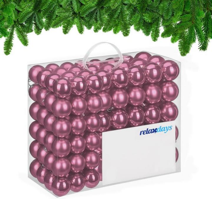 Produktbild Relaxdays - Weihnachtskugeln 100er Set, Rosa/ Silber, 7 x 6 cm (100 x)