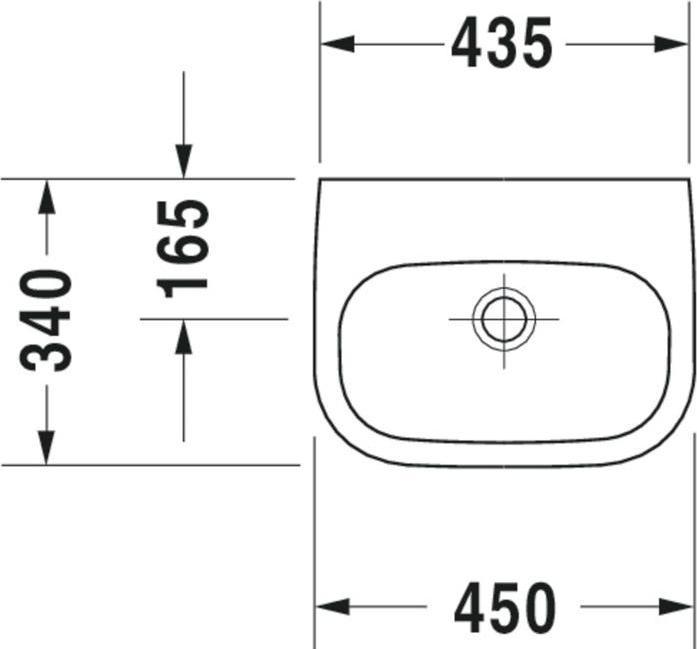 Produktbild Duravit Handwaschbecken D-CODE MED o ÜL m HLB 450x340mm ohne Hahnloch weiss (340 mm, 450 mm)