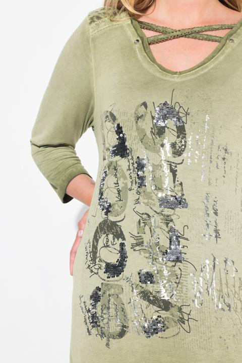 Actual product image Miamoda Long tie-up hem shirt with decorative print (48)