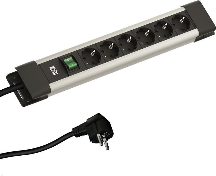 Actual product image Bachmann CONNECTUS 6-Fach Steckdosenleiste (Robuste Mehrfachsteckdose mit Schalter und 2m Kabel) Gra (6x, CEE 7/3, CEE 7/7, 2 m)