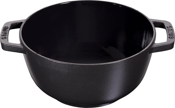 Produktbild Staub Fondue Set schwarz m. 2 Griffen, rund. 20 cm (Käsefondue, Schokoladenfondue)