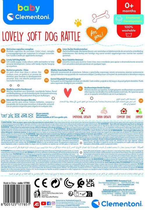 Image du produit Clementoni Bébé - chien en peluche hochet